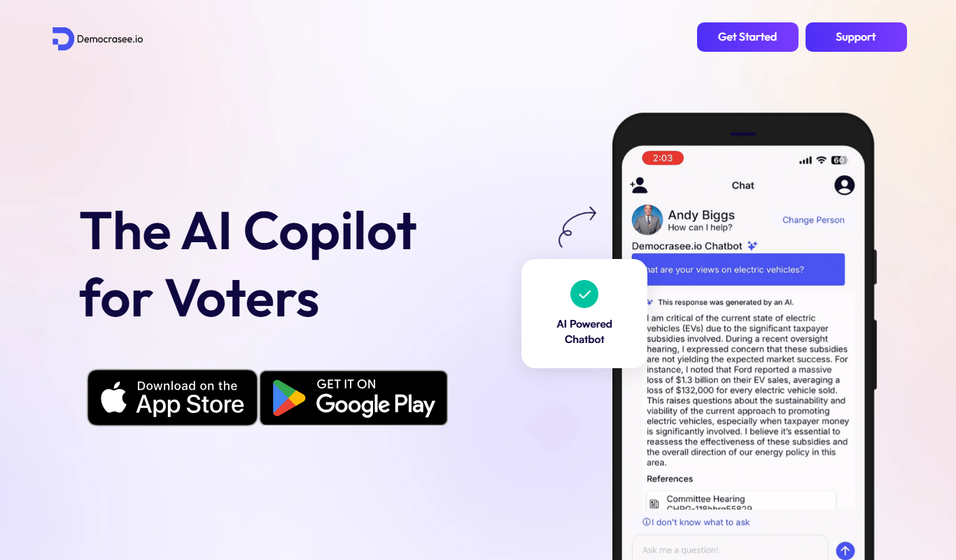 Democrasee.io app screenshot