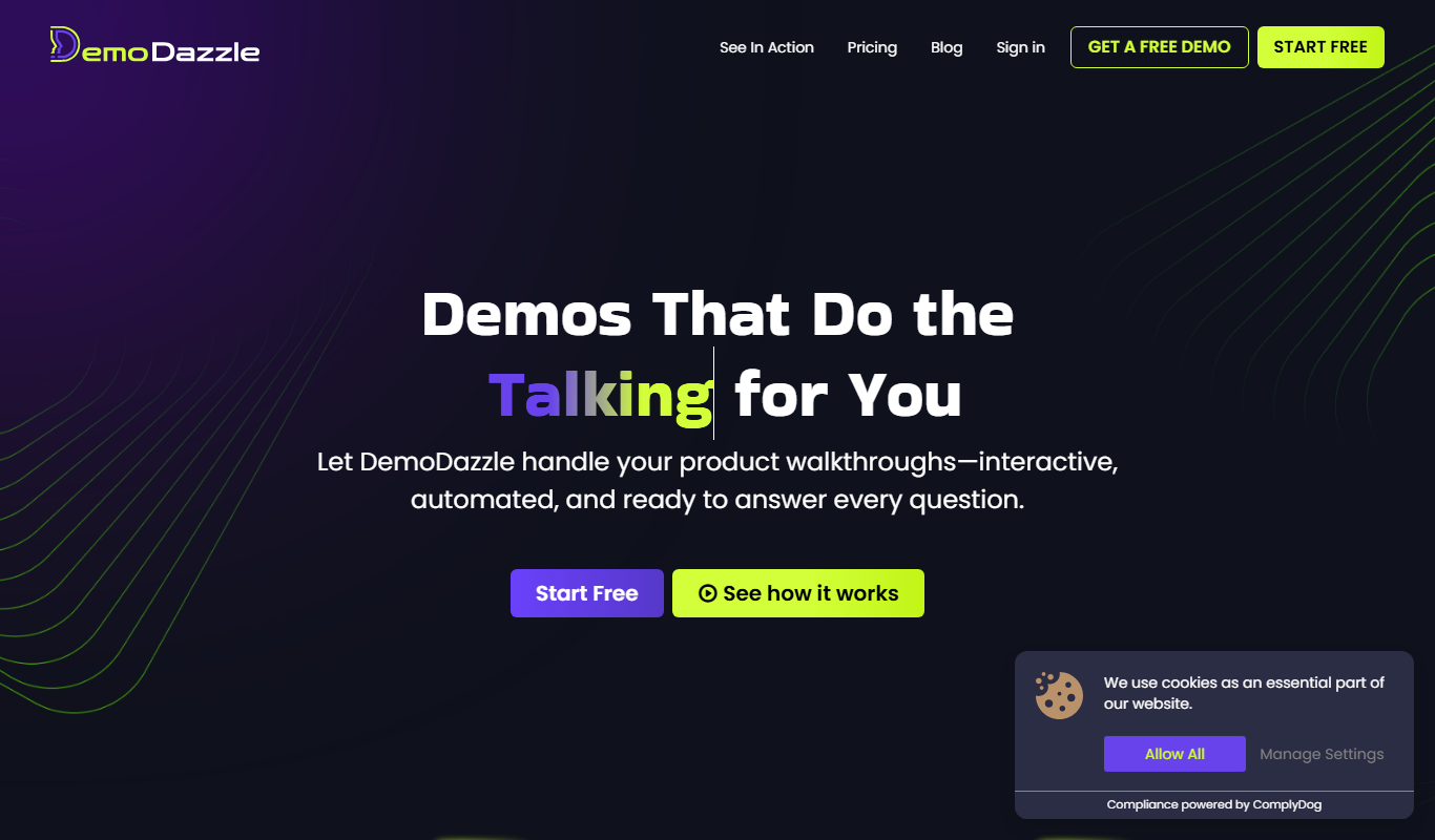 Screenshot of the DemoDazzle interface