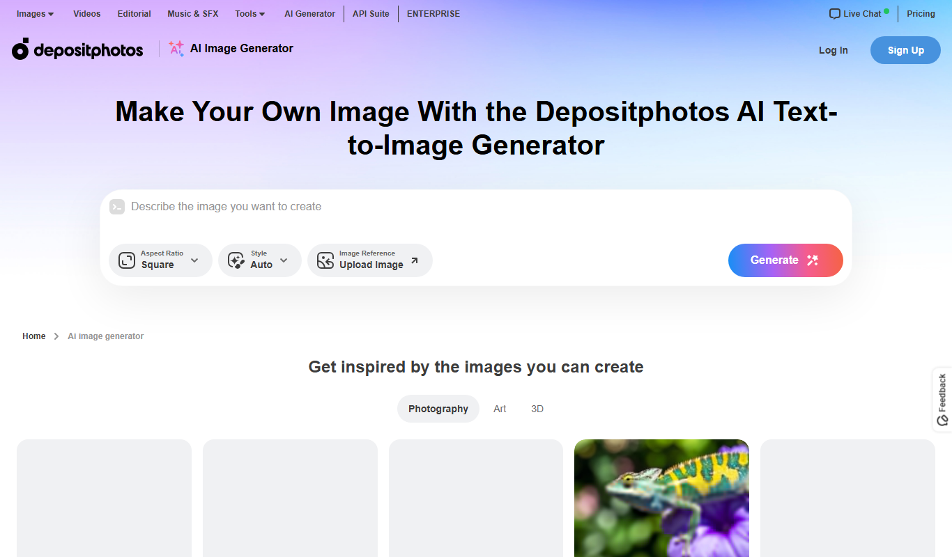Depositphotos AI Image Generator app screenshot