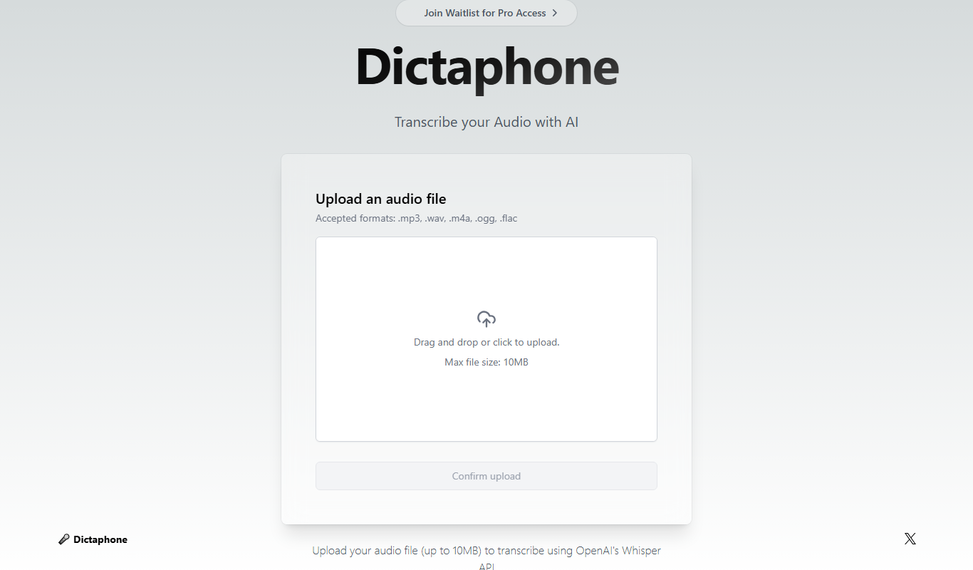 Screenshot of the Dictaphone interface