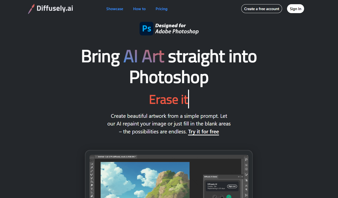diffusely | AI Art Photoshop Plugin app screenshot