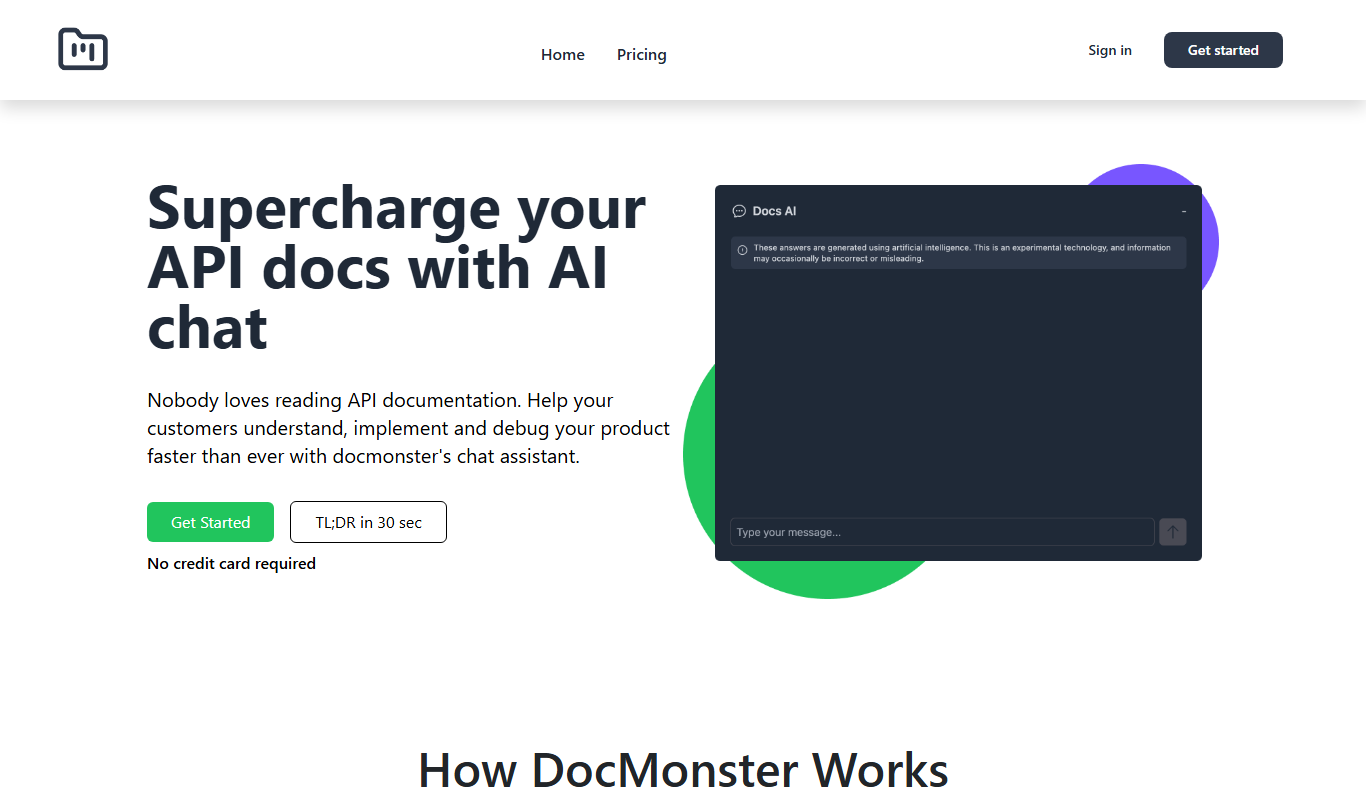 Screenshot of the Docmonster interface