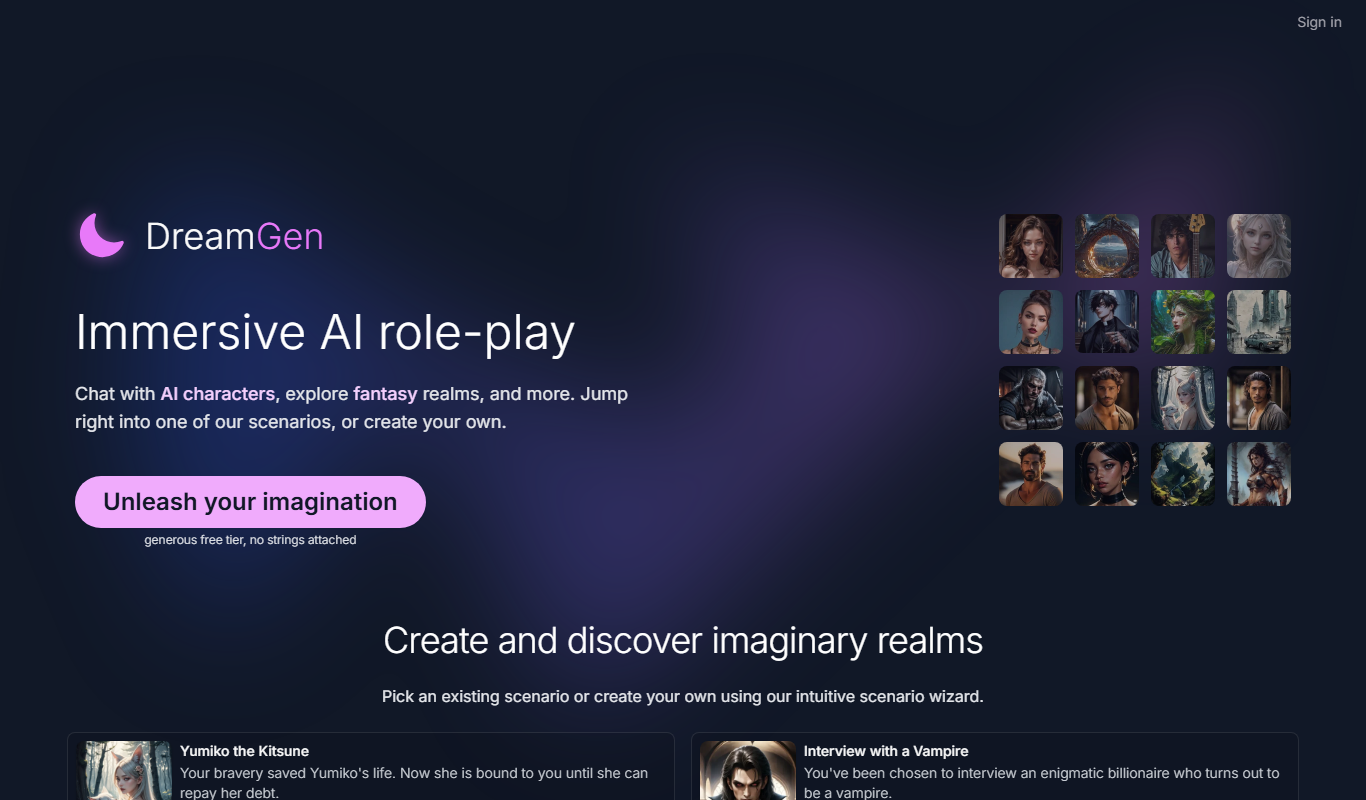 DreamGen AI Role Play app screenshot