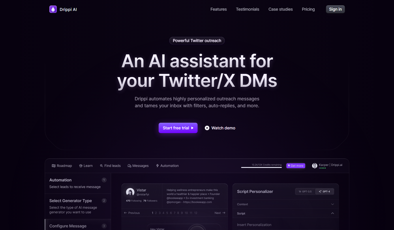 Drippi.ai app screenshot