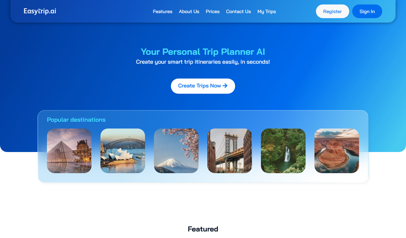 EasyTrip AI app screenshot