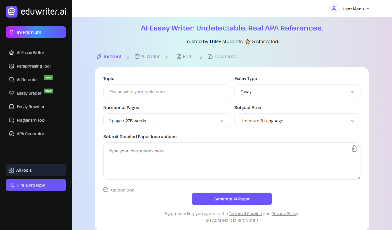 Eduwriter.ai app screenshot