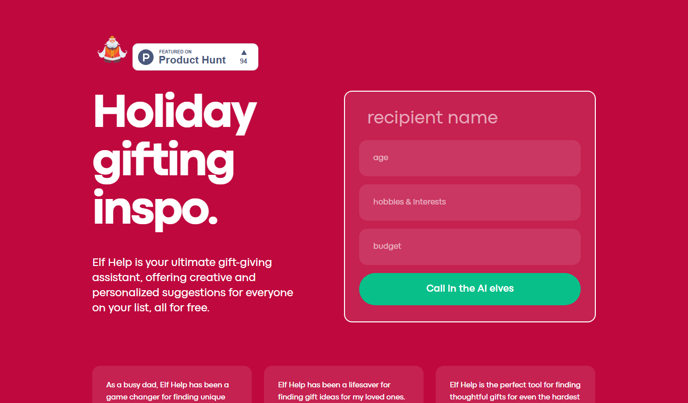 Elf Help app screenshot