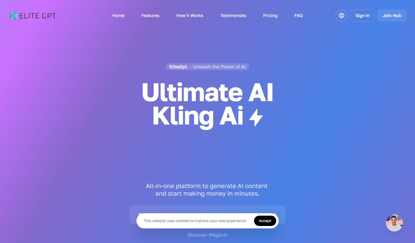 Screenshot of EliteGPT AI writing assistant interface