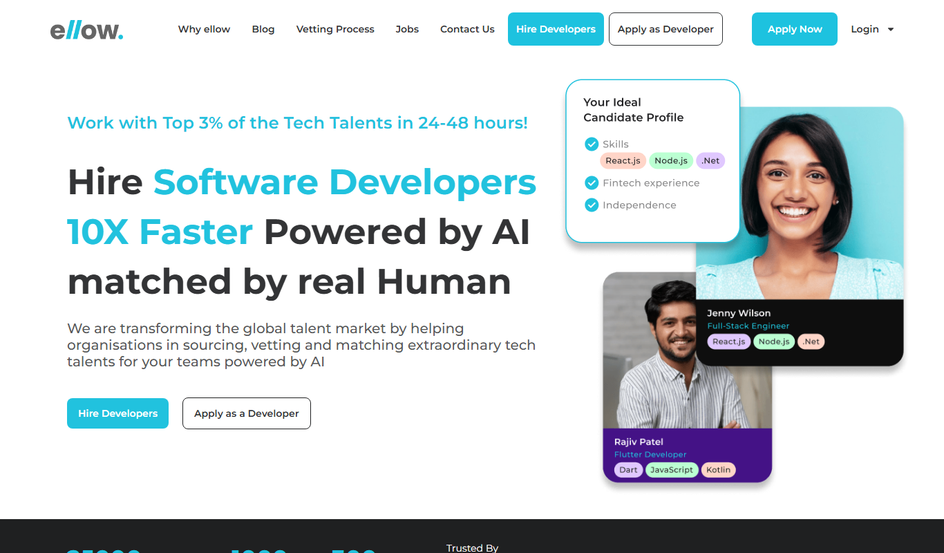 Screenshot of the ellow talent marketplaces interface