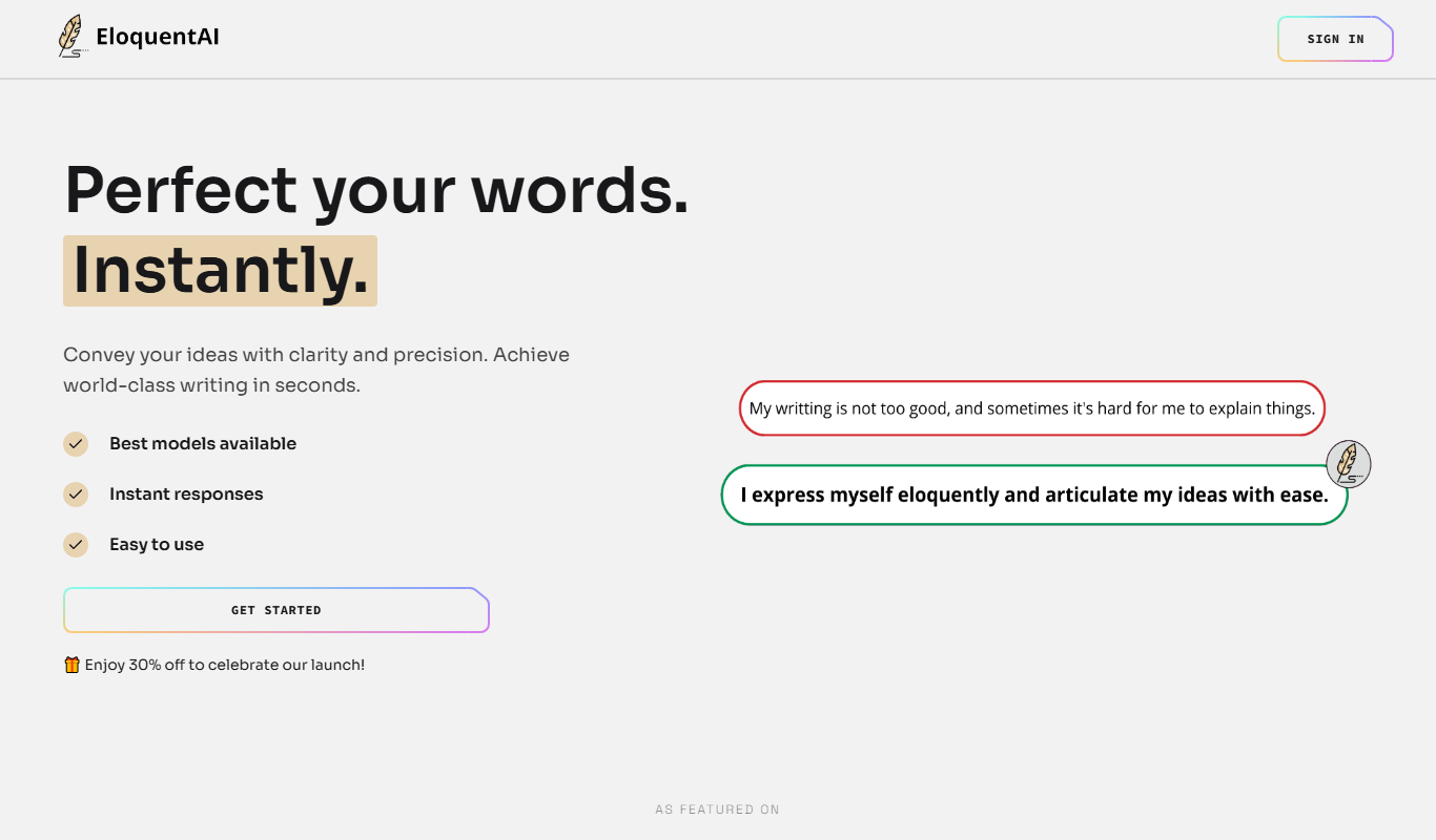 Screenshot of Eloquent live chat interface