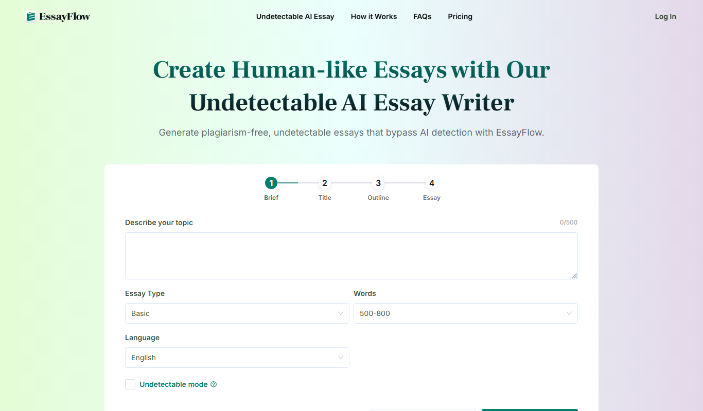EssayFlow ai app screenshot