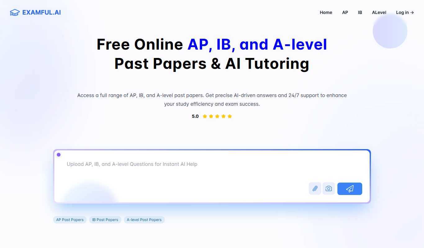 Examful.ai: Free AP, IB, and A-Level Past Papers and Tutoring app screenshot