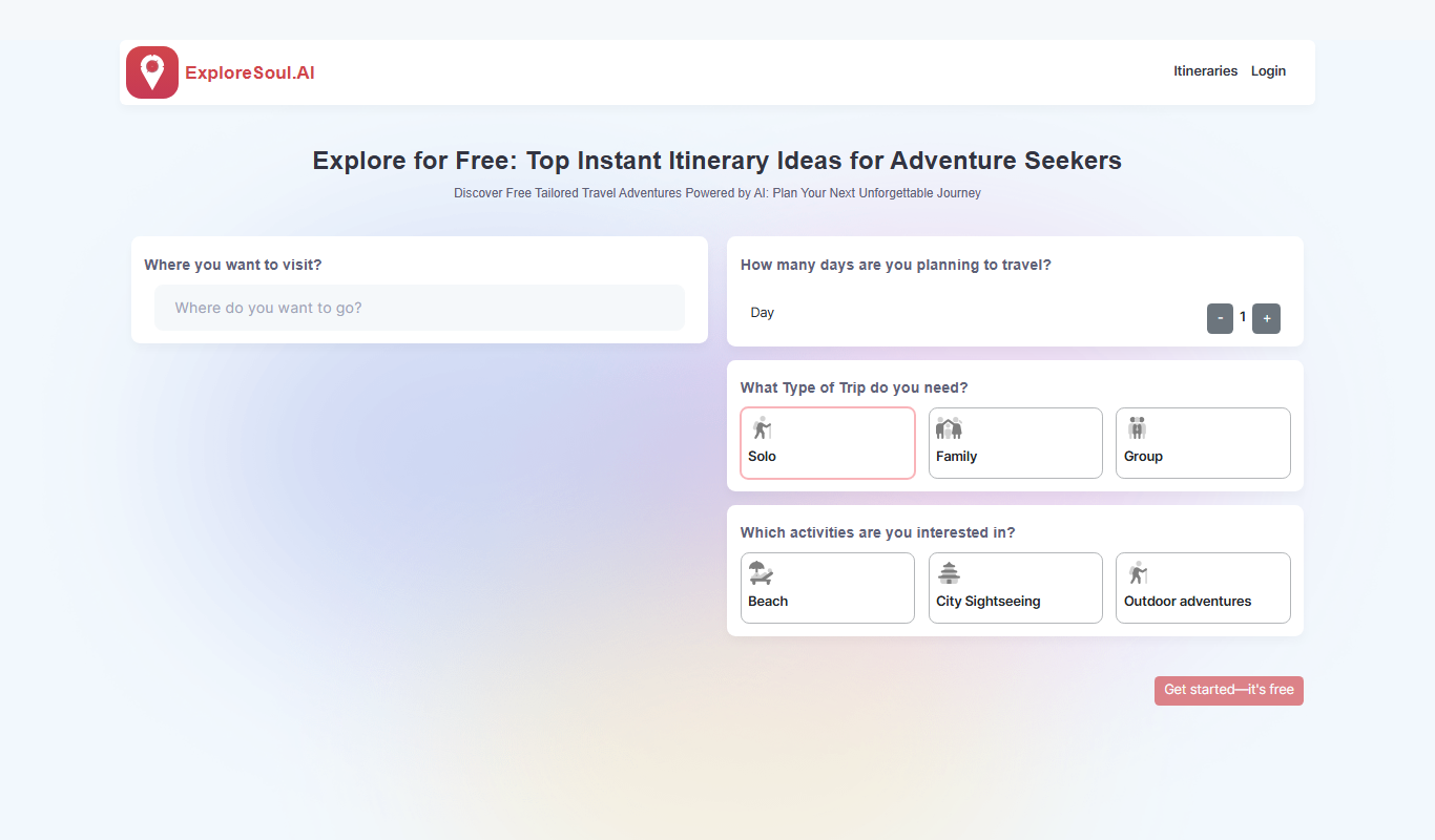 ExploreSoul.AI app screenshot