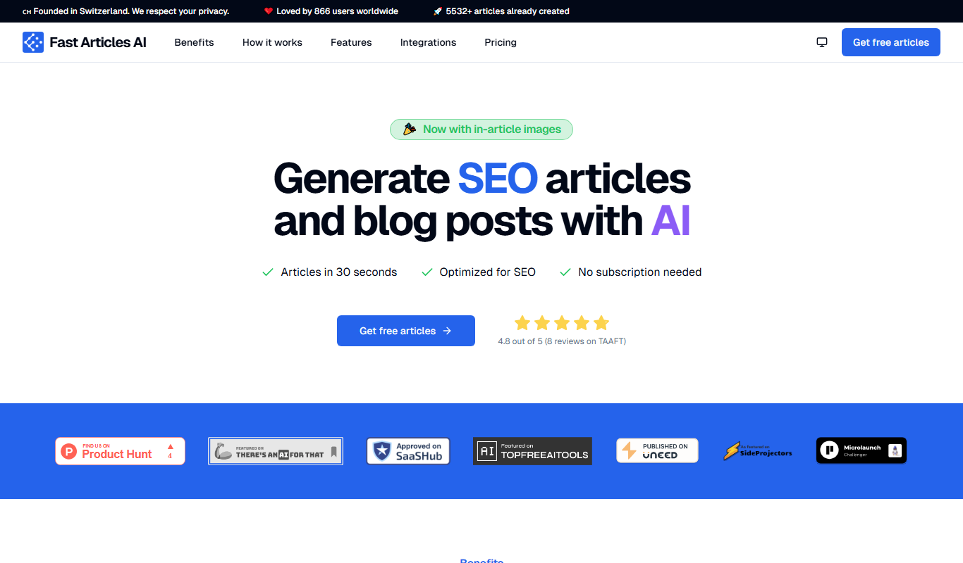 Fast Articles AI app screenshot