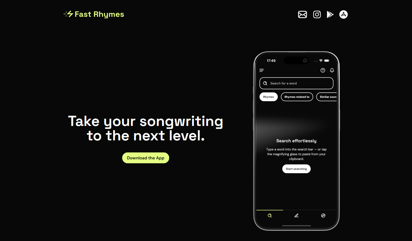 Fast Rhymes app screenshot