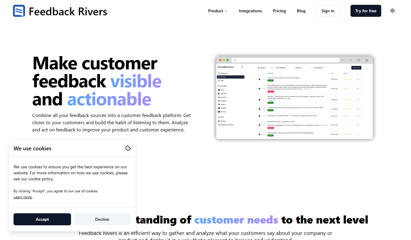 Feedback Rivers app screenshot