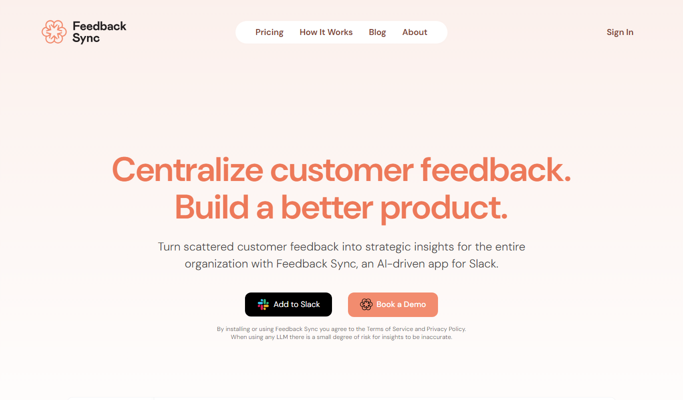Screenshot of Feedback Sync AI customer feedback management interface