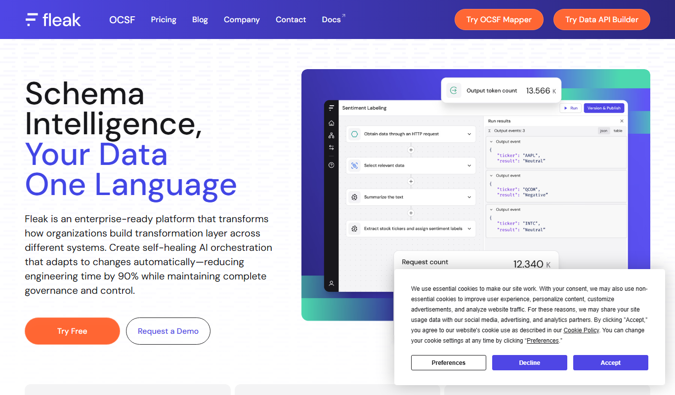 Screenshot of the Fleak AI Workflows interface