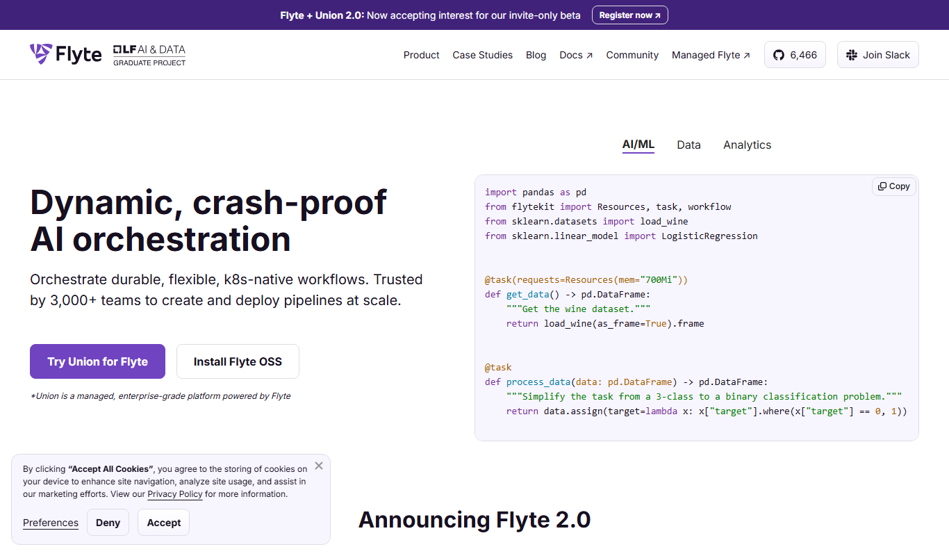 Flyte v1.3.0 app screenshot