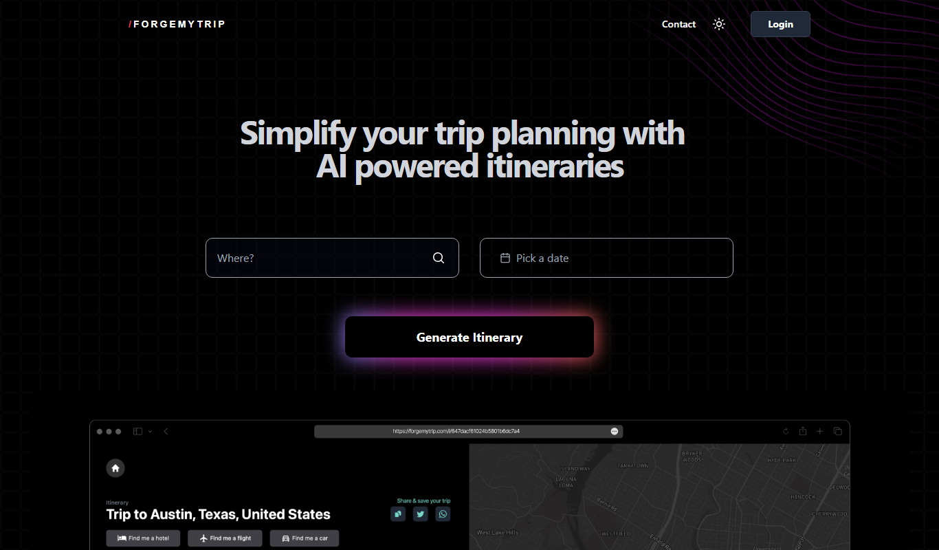 Forgemytrip app screenshot