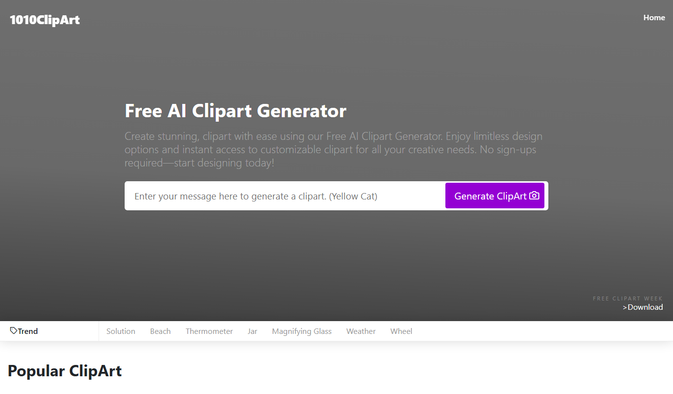 Free AI Clipart Generator app screenshot