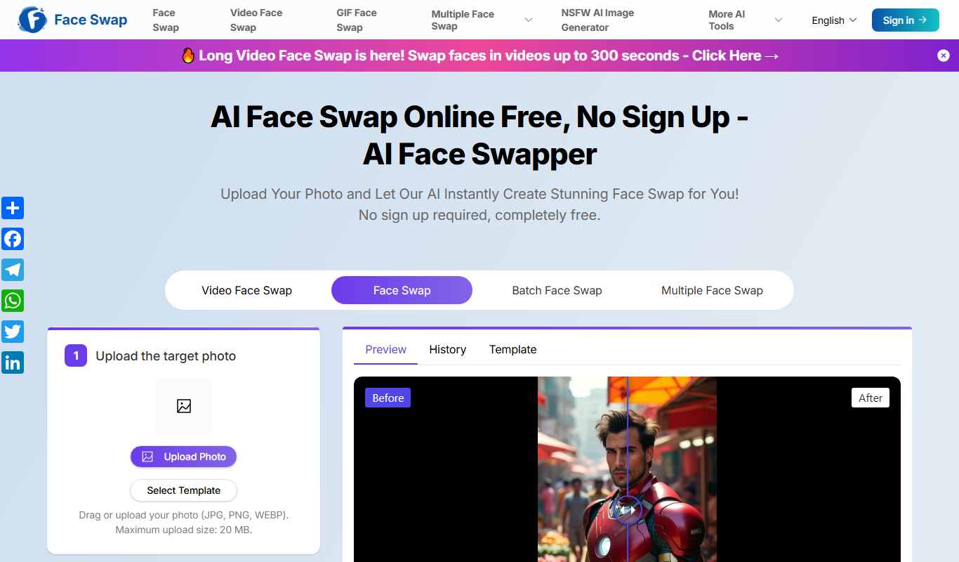 Free AI Face Swap(No sign up,no fee) app screenshot