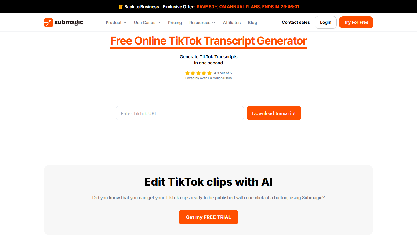 Free Online TikTok Transcript Generator app screenshot