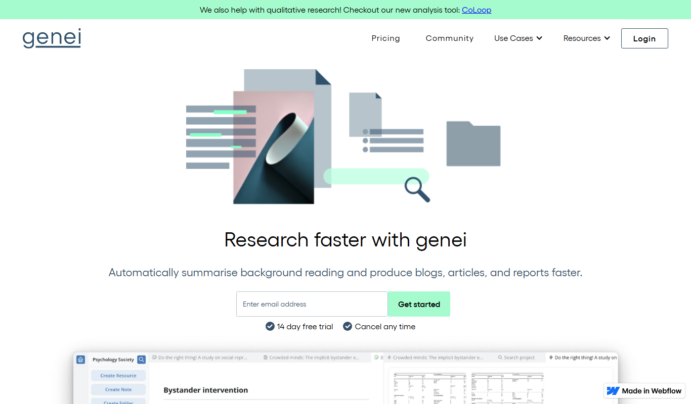 Genei app screenshot