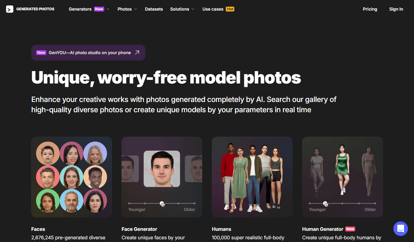 Generated Photos app screenshot