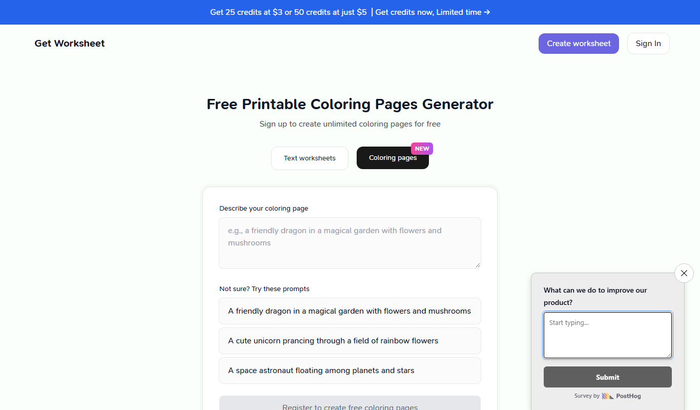 Get Worksheet app screenshot
