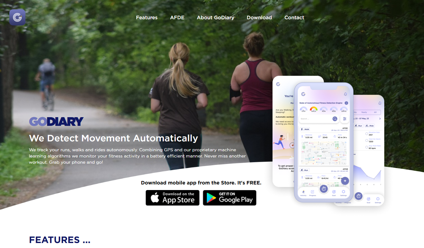 Screenshot of the GoDiary: Running Tracker interface