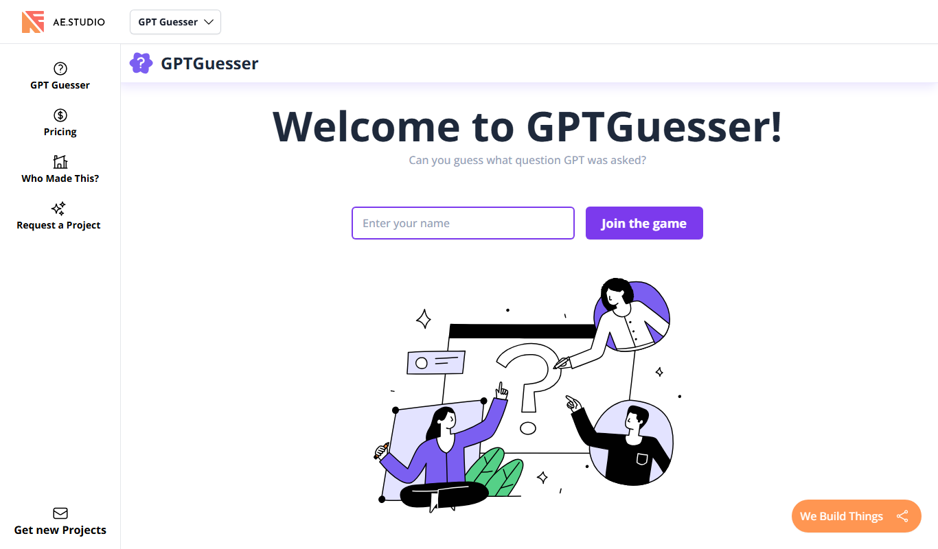 Screenshot of the GPT Guesser – Multiplayer interface