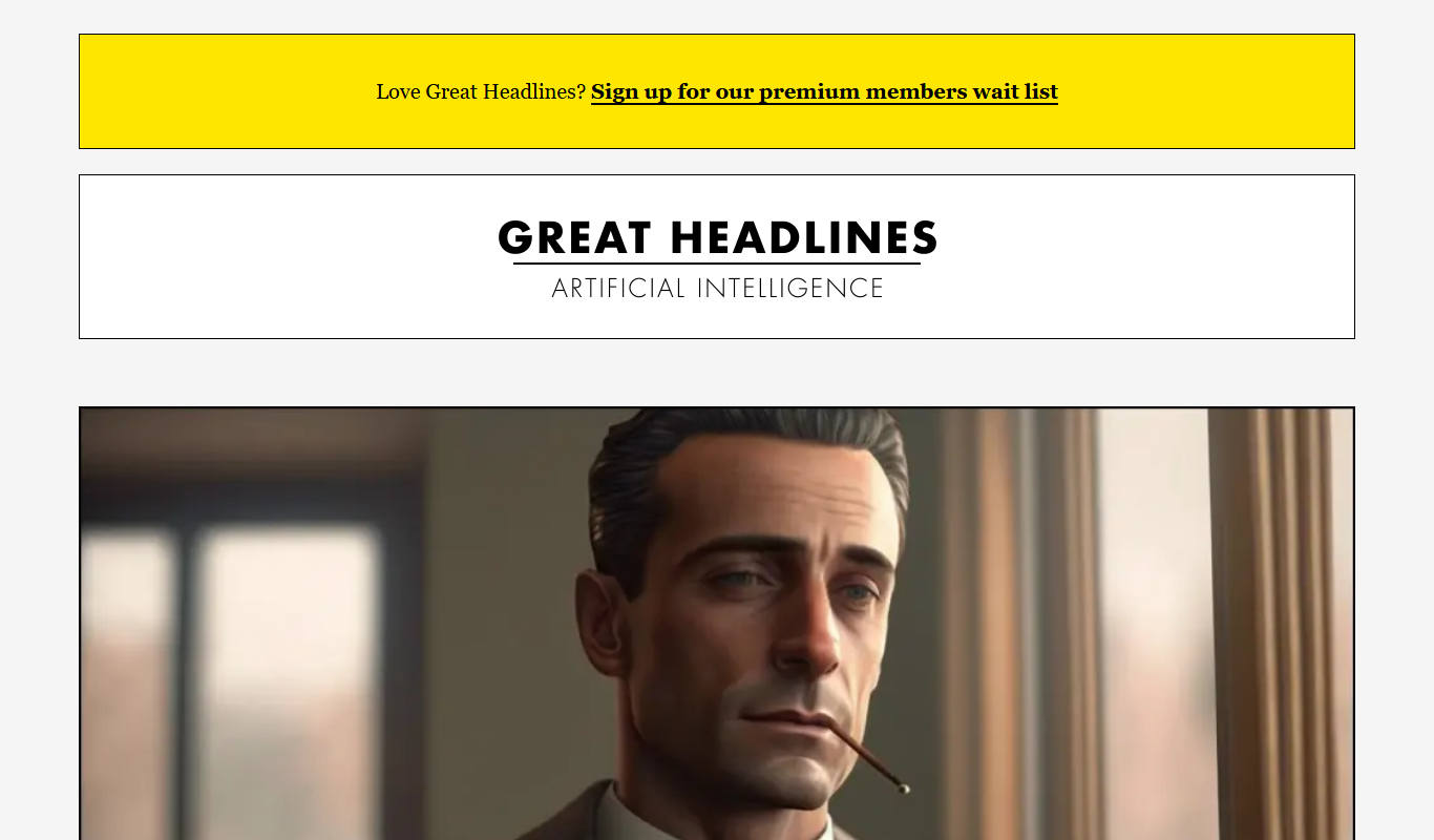 Screenshot of the Great Headlines interface
