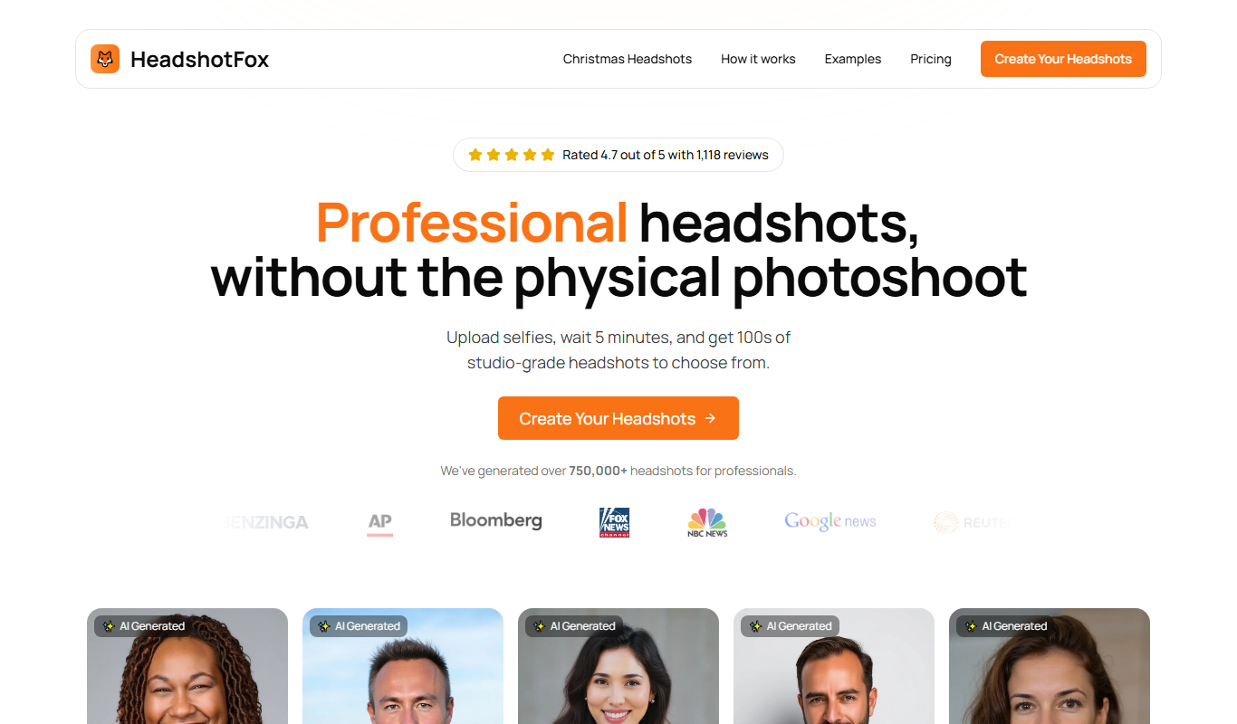 HeadshotFox app screenshot