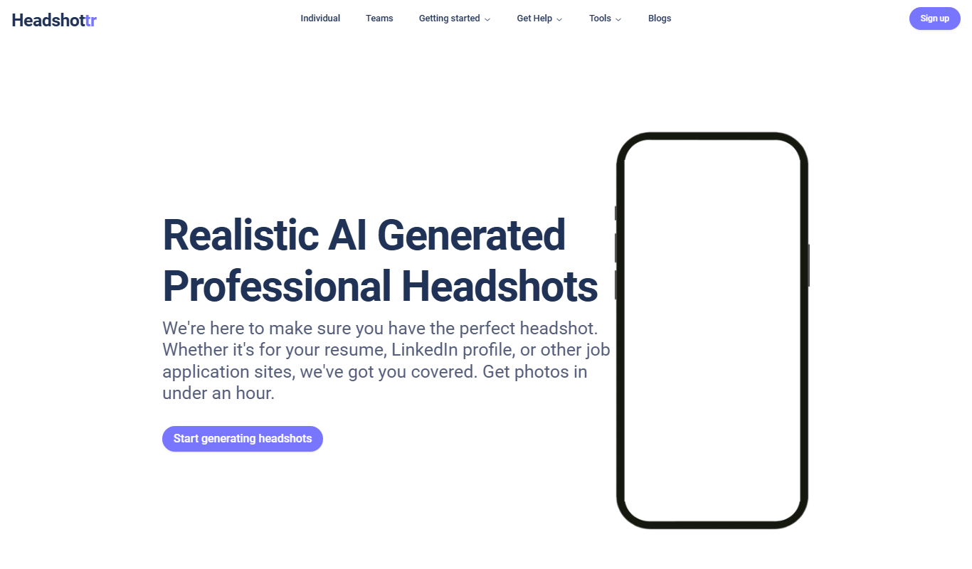 Headshottr Professional Portraits app screenshot