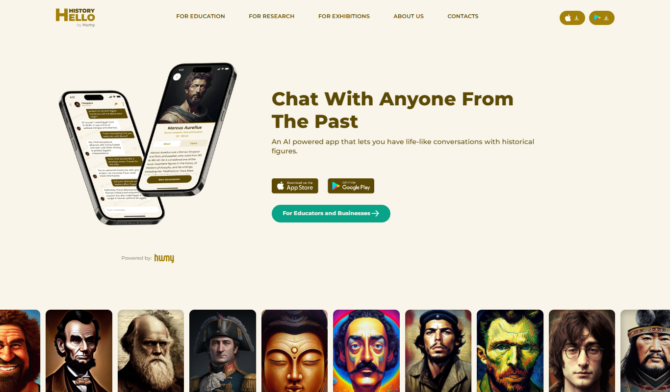 Hello History: AI ChatBot app screenshot