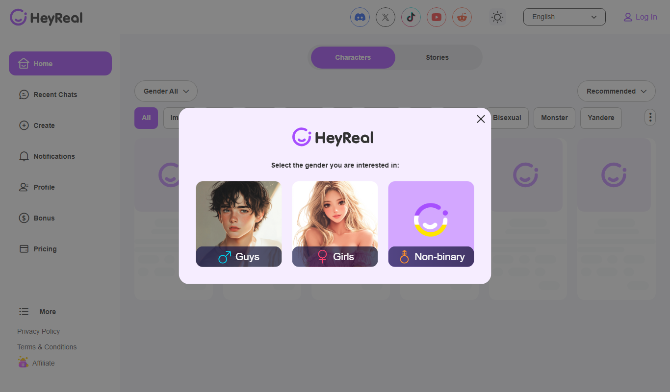 HeyReal AI app screenshot