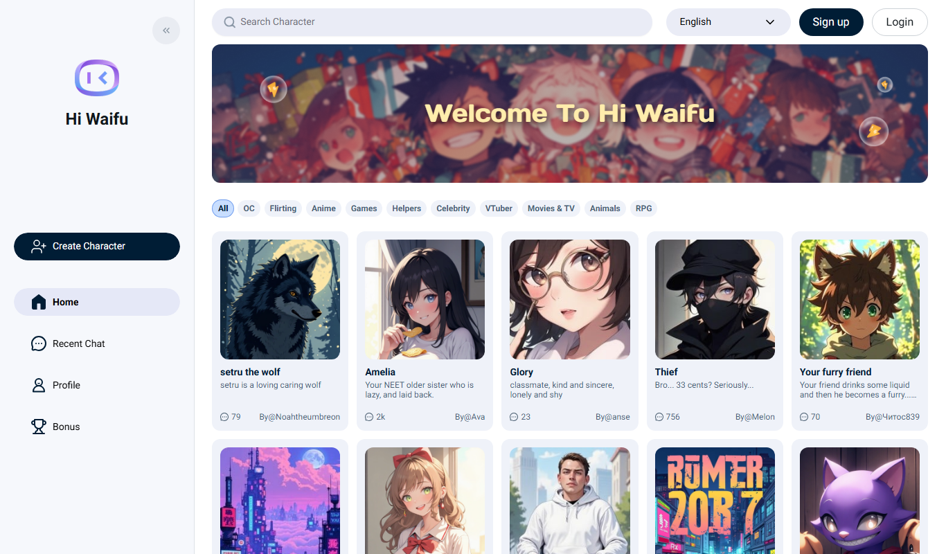 Hi Waifu app screenshot
