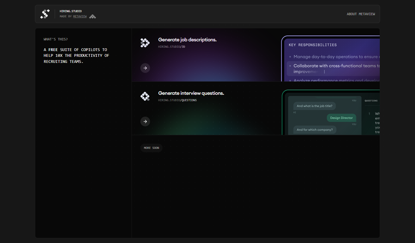 hiring.studio by Metaview app screenshot