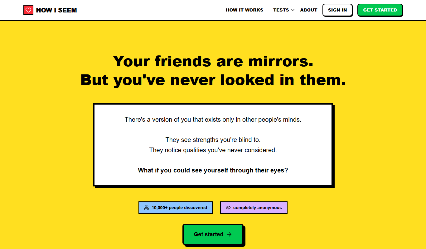 Screenshot of HowIseem feedback request interface