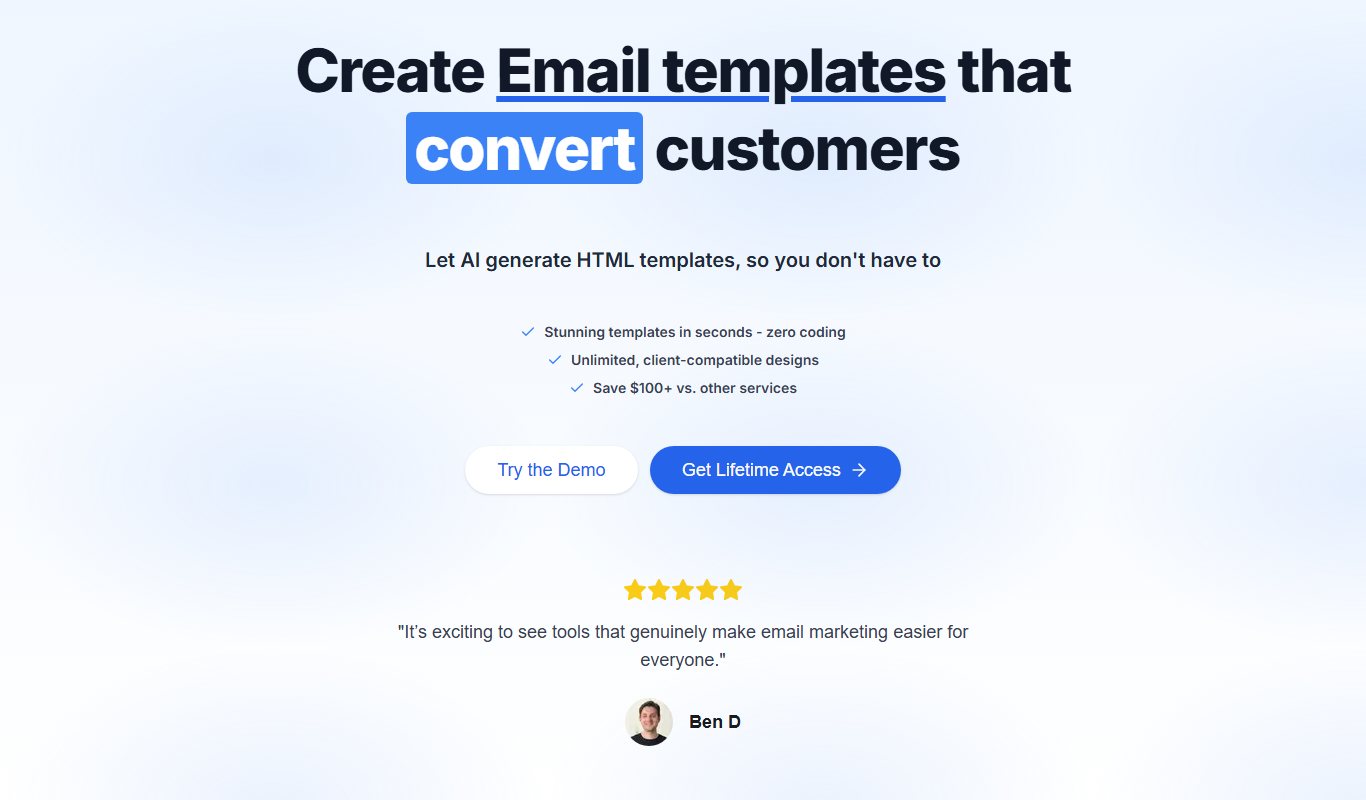 HTML Email app screenshot