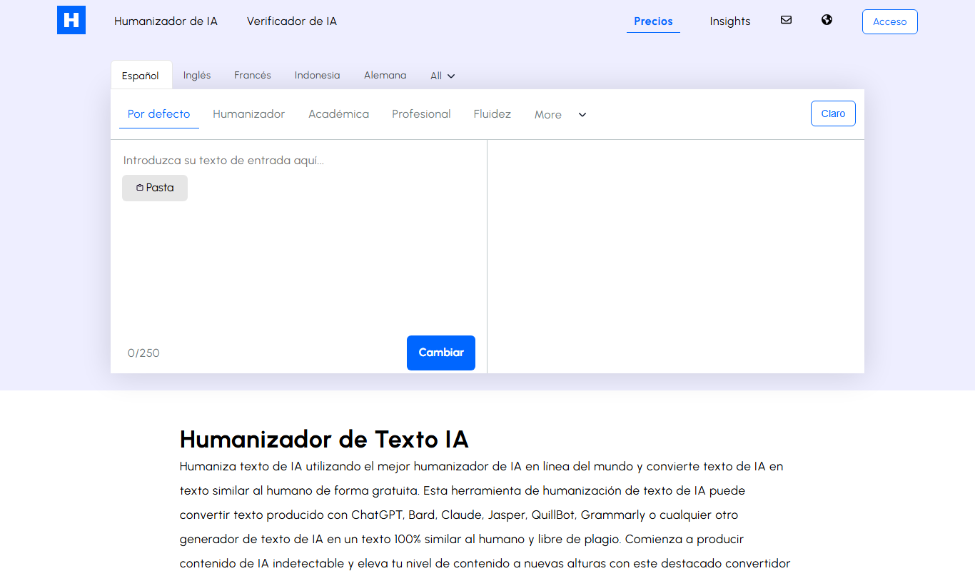 Humanizador de IA app screenshot