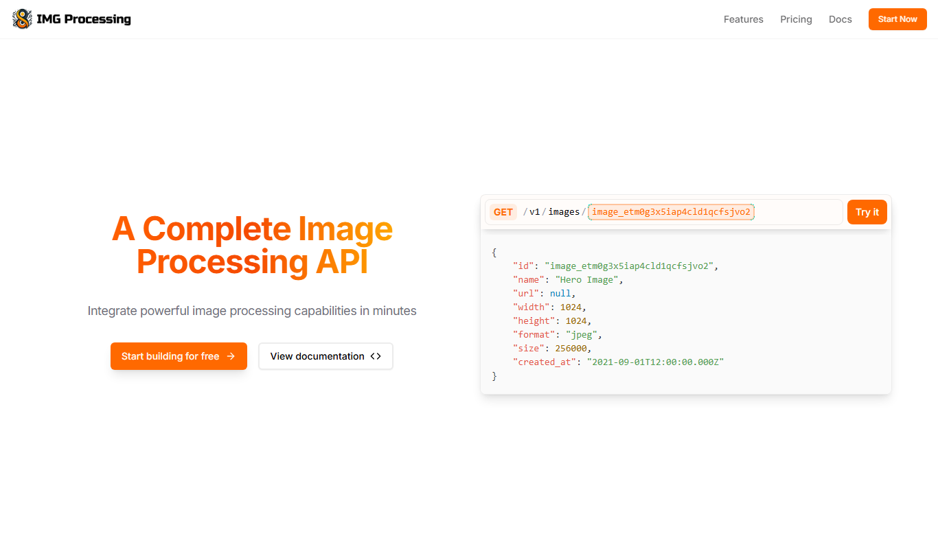 Screenshot of the IMG Processing interface