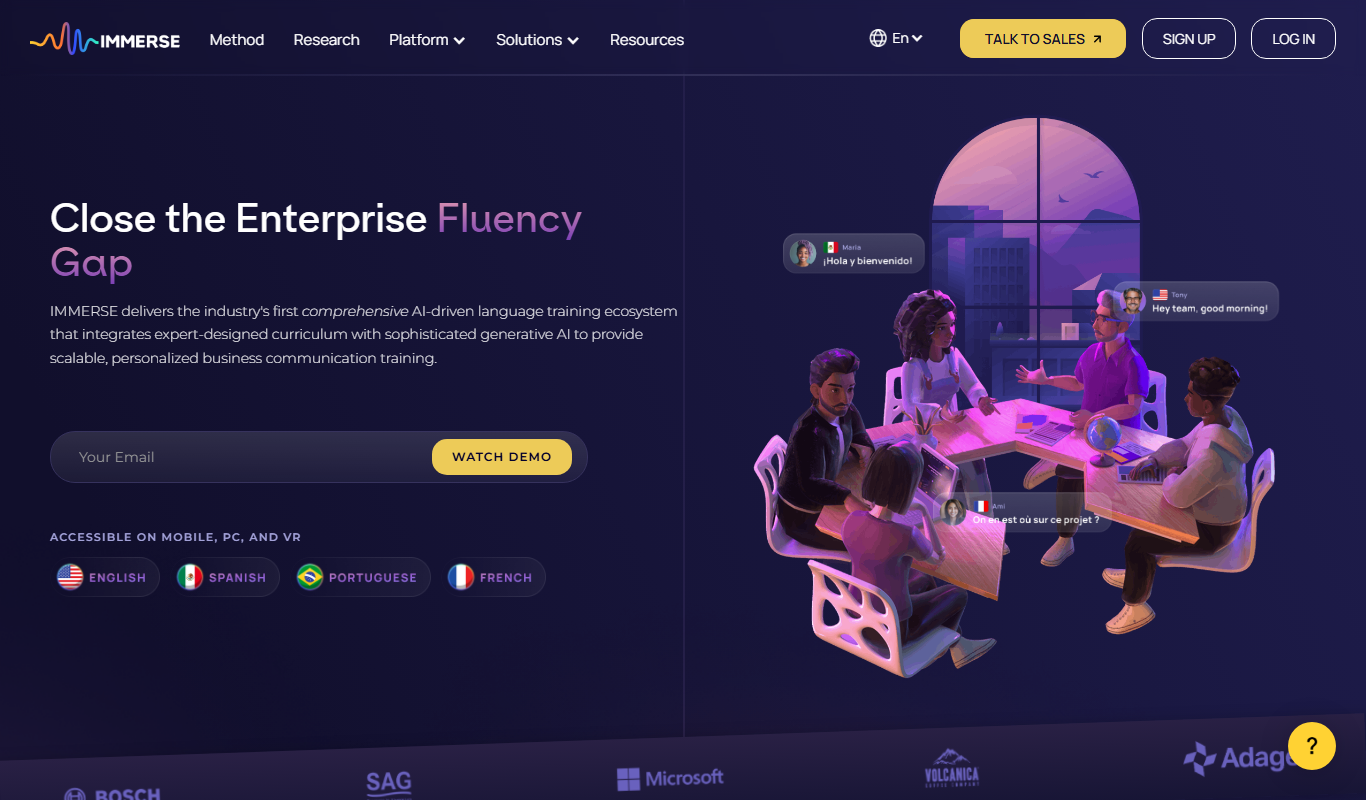Immerse app screenshot