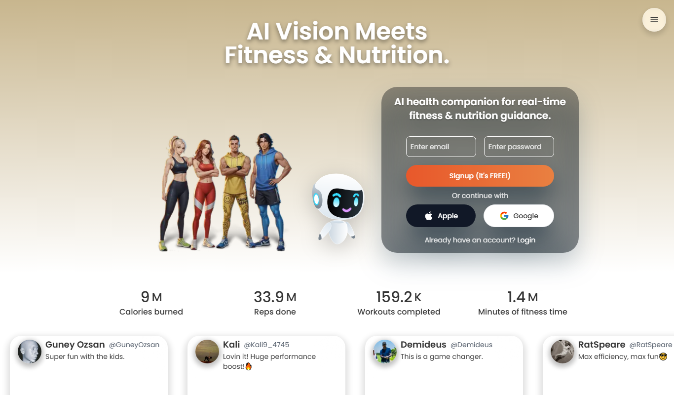 Screenshot of the Impakt: AI Based Social Fitness interface