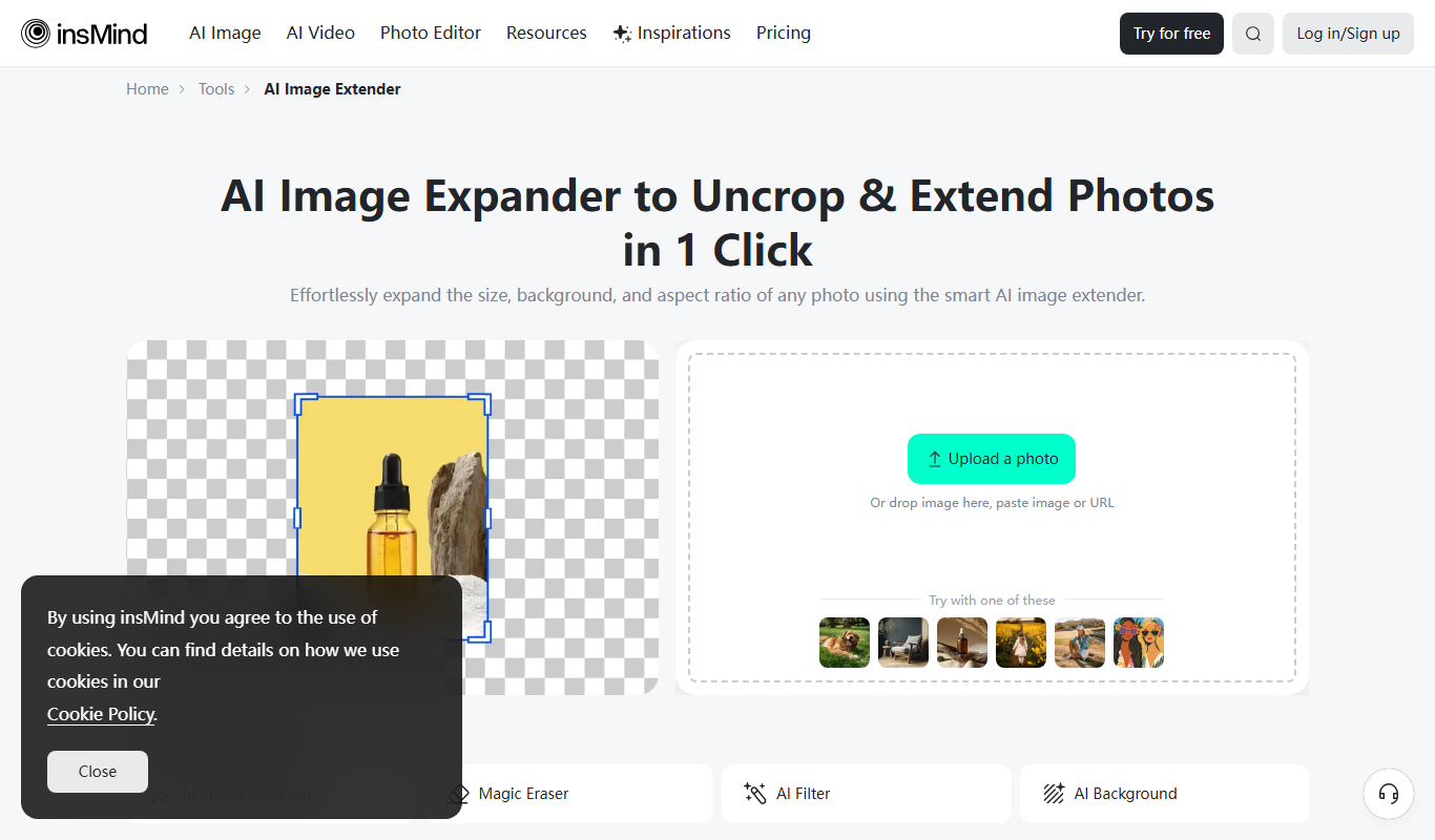 insMind AI Image Expander app screenshot