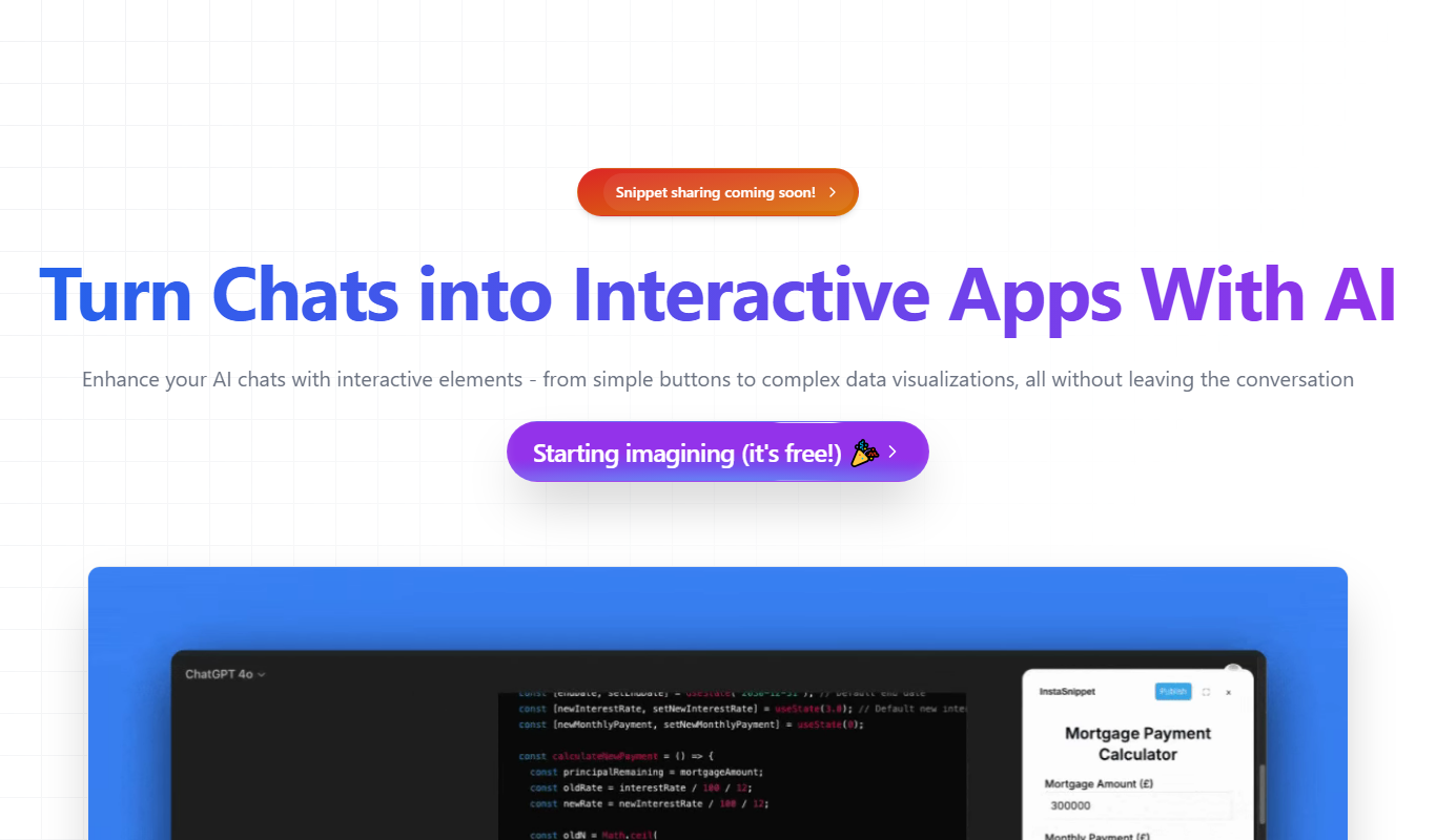 InstaSnippet app screenshot