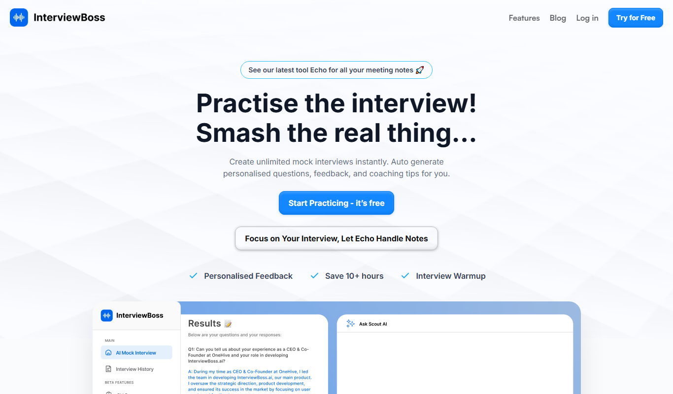 InterviewBoss app screenshot