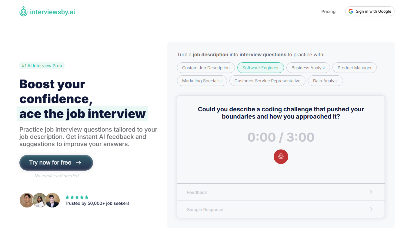 Interviews by AI app screenshot