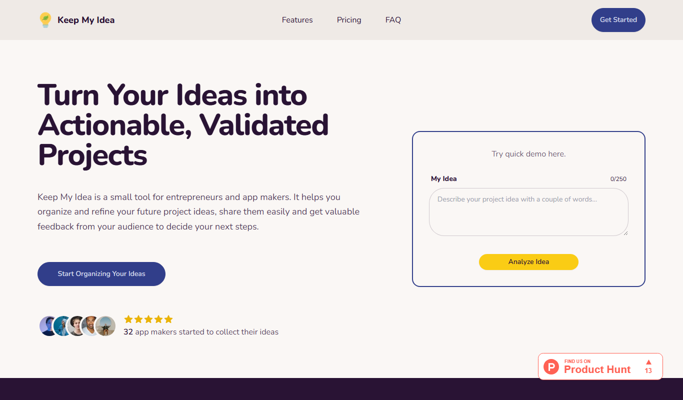 Keep My Idea app screenshot